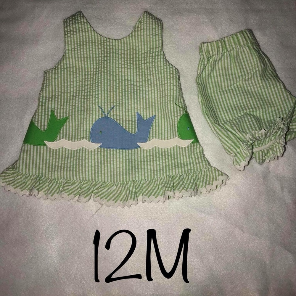 💚💙Seersucker Whale Summer Set💚💙